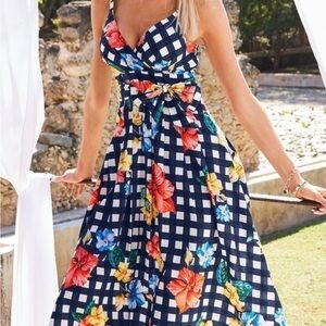 Boston Proper gingham and floral print sz 12